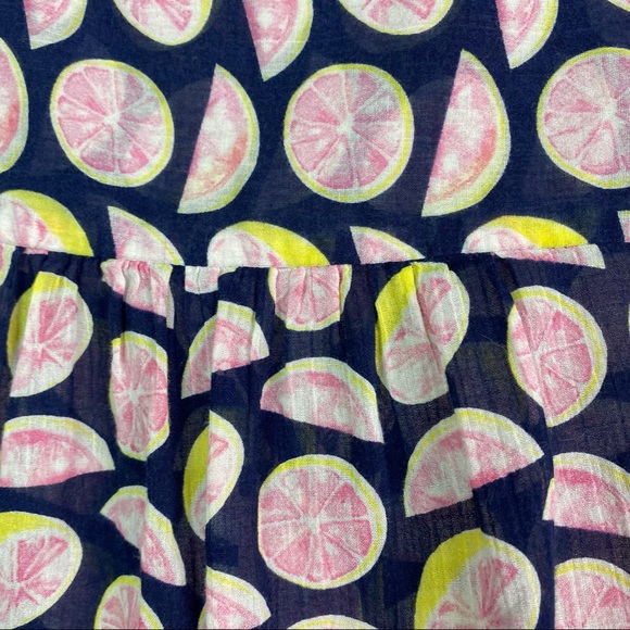 Joie Navy Blue Pink Grapefruit Print Long Sleeve Button Up Top Sm - Picture 5 of 7